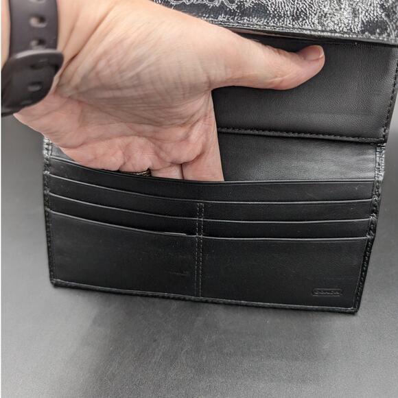 Coach Wallet Womens Black Slim Signature Patent Leather Envelope Clutch F42818 - Picture 3 of 10